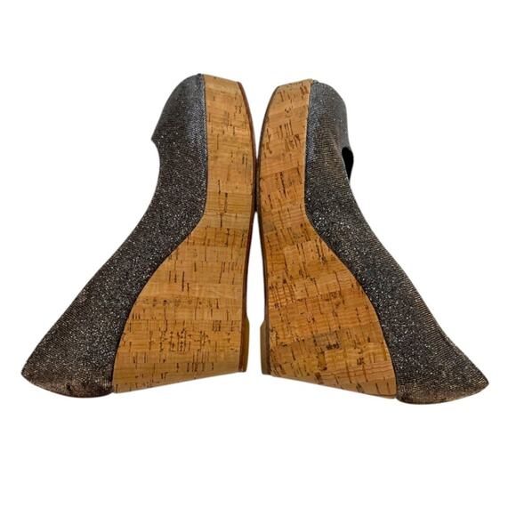 Stuart Weitzman Anna wedge heels iridescent metallic shimmer sz 8 - Picture 3 of 7